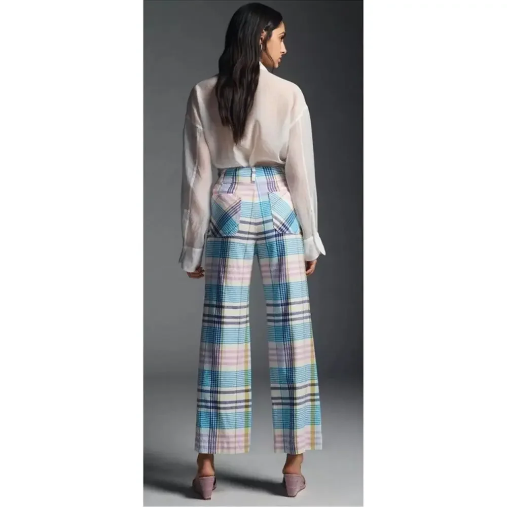Anthropologie Maeve Colette Pastel Plaid Linen - Picture 2 of 10